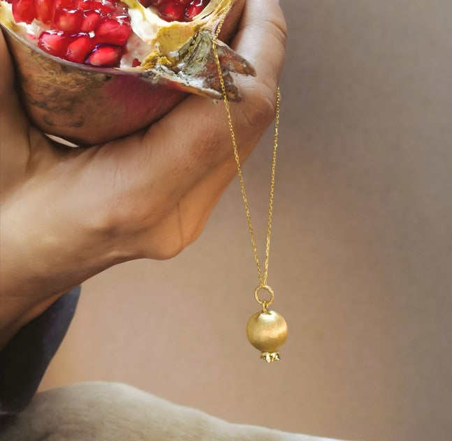 Golden Pomegranate Pendant Necklace