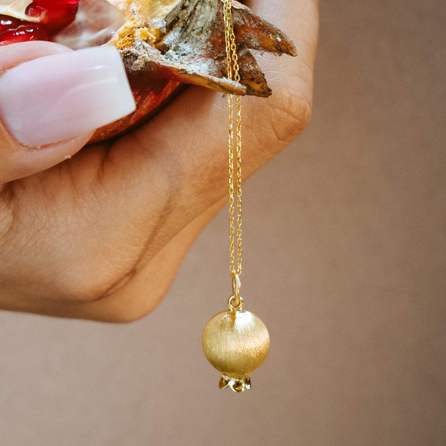 Golden Pomegranate Pendant Necklace